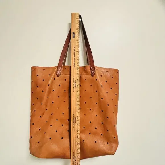 Madewell Bag Womens Size Medium Brown Leather Tote Perforated Transport Shoulder - Picture 10 of 11